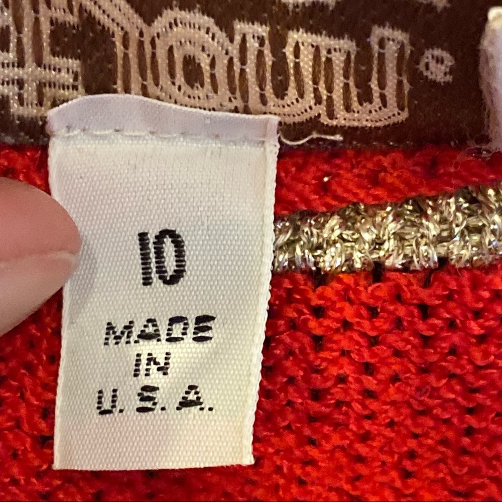 St. John Red and Gold Military Jacket, size 10 - Picture 10 of 16